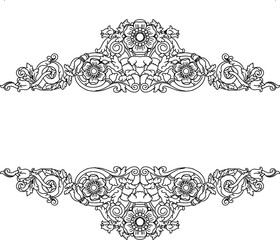 black and white vintage ornament vector sketch