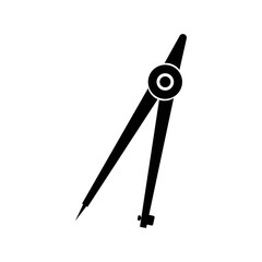 Stationery drawing compass icon | Black Vector illustration |