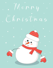 Christmas card with a snowman. Merry Christmas. Vector illustration