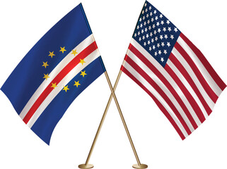 Cape Verde,US flag together.American,Cape Verde waving flag together