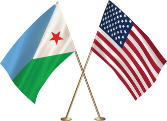 Djibouti,US flag together.American,Djibouti waving flag together
