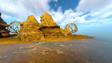 球体のオブジェがある島