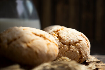 Delicious fresh cookies on old background