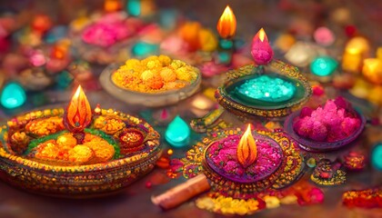 Obraz na płótnie Canvas Diwali, Deepavali or Dipavali the festival of lights india