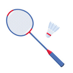 Badminton Racket and Shuttlecock. Vector Illustration of sports equipment.