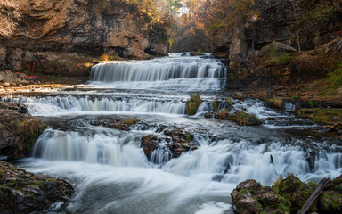 Waterfall at Willow River State Park in Hudson Wisconsin in fall