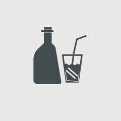 Drink and bottle vector icon illustration sign