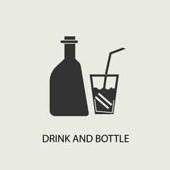 Drink and bottle vector icon illustration sign