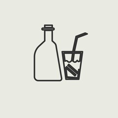 Drink and bottle vector icon illustration sign