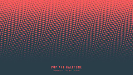Pop Art Dots Halftone Pattern Vector Border Red Dark Blue Abstract Background. Dot Work Faded Particles Geometric Wavy Structure Subtle Texture. Half Tone Contrast Graphic Minimalist Graphic Wallpaper - 540335156