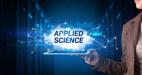 Person holding tablet, technology concept