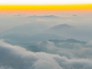 Sunset beautiful landscape of Sea of clouds over Hehuanshan