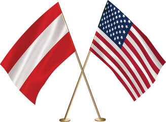 Austria,US flag together.American,Austria waving flag together