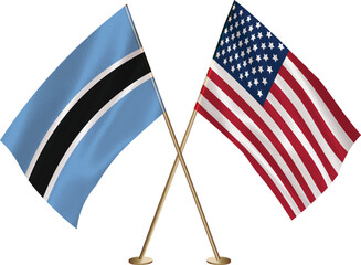 Botswana,US flag together.American,Botswana waving flag together