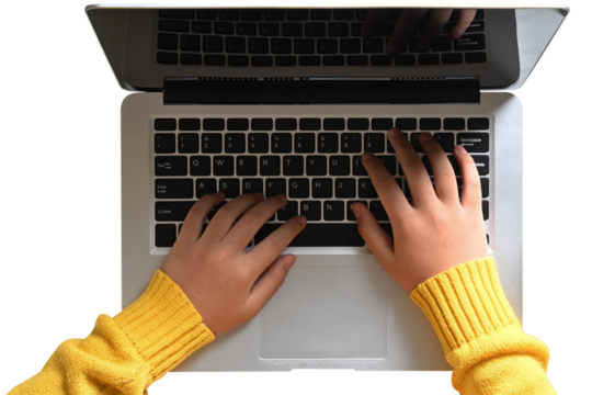 Woman in yellow long sleeve shirt using laptop computer