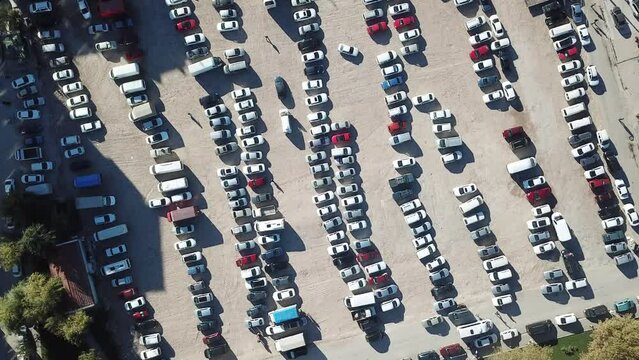 Aerial view of the car parking area at the city center