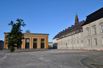 Fototapeta premium Copenhagen, Denmark - Thorvaldsens Museum in the city center with a square and a fountain