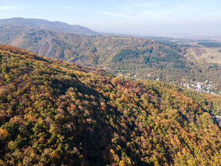Aerial Autumn panorama of Vitosha Mountain, Bulgaria