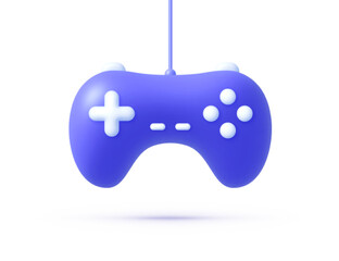 Gamepad icon in 3d style. Purple gamepad 3d icon in modern style. Realistic 3d design. Game element. Isolated object. Modern game joystick. Vector illustration © Ivan