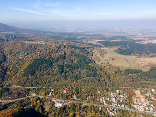 Fototapeta na wymiar Aerial Autumn panorama of Vitosha Mountain, Bulgaria