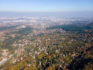 Aerial Autumn panorama of Vitosha Mountain, Bulgaria