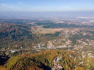 Aerial Autumn panorama of Vitosha Mountain, Bulgaria