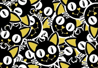 Halloween black cats seamless cartoon monsters pattern for wrapping paper and kids clothes print and packaging