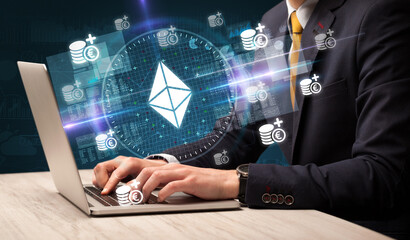 business hand working in stock market