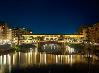 View of Ponte Vecchio at night. Florence, Italy