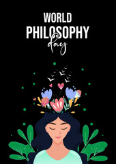 World philosophy day theme template. Vector illustration. Suitable for Poster, Banner, campaign, greeting card, sign, stamp, banner, poster designs for social media, print media banner, Creative 