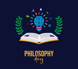 World philosophy day theme template. Vector illustration. Suitable for Poster, Banner, campaign, greeting card, sign, stamp, banner, poster designs for social media, print media banner, Creative 