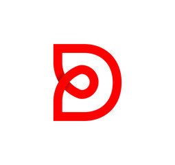 Letter D infinity sign. Cyclic red letter D. Modern natural endless loop. Futuristic logo corporate design.