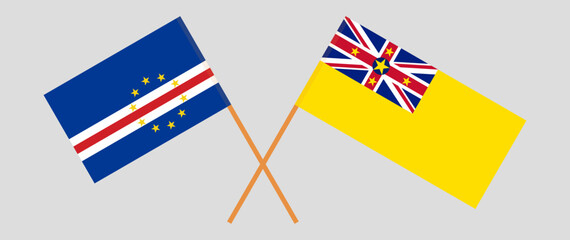 Crossed flags of Cape Verde and Niue. Official colors. Correct proportion