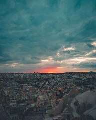 sunset over the cappadocia	