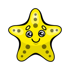Cartoon starfish. Vector illustration of a cute sea star in a childish style.