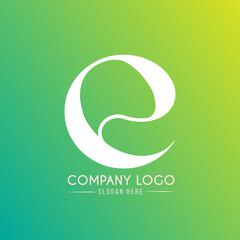 abstract green e letter logo