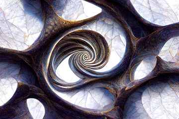 abstract fractal background with iridescent spiral colours like an ammonite fossil