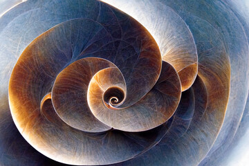 abstract fractal background with iridescent spiral colours like an ammonite fossil