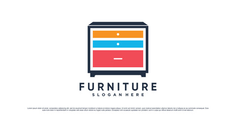 Colorful furniture logo design template for business property icon with creative element concept