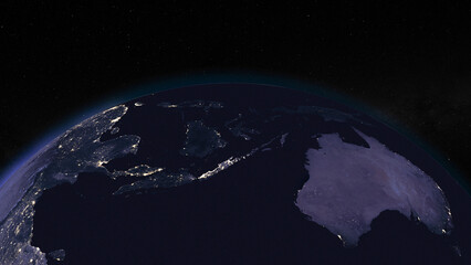 Earth globe by night focused on Australia © pyty