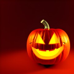 Creepy helloween pumpkin head lighted with candle 3d illustration