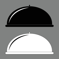 Serving platter food dish flat design icon - vector illustration