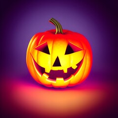 Naklejka premium Creepy helloween pumpkin head lighted with candle 3d illustration