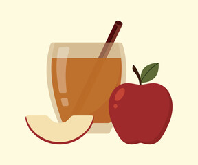 Apple Cider Flat Illustration with solid yellow background