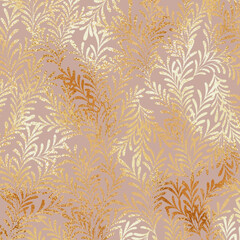 Rose gold. Vector decorative background with rose gold effect. Gold foil texture. Floral background - 540346106