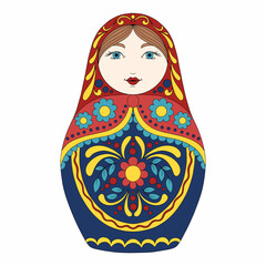 Russian folk doll. Traditional matryoshka doll. Vector illustration - 540346117