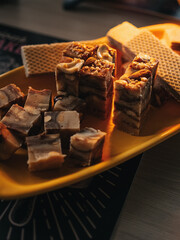 sweets for tea. halva and waffles