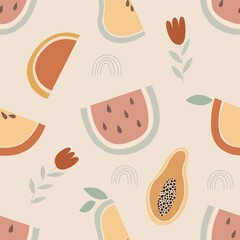 Vector seamless pattern in boho style. Minimalistic background for printing on fabric, children's clothing - 540346159