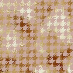 Houndstooth pattern. Rose gold. Vector background with rose gold imitation. - 540346176