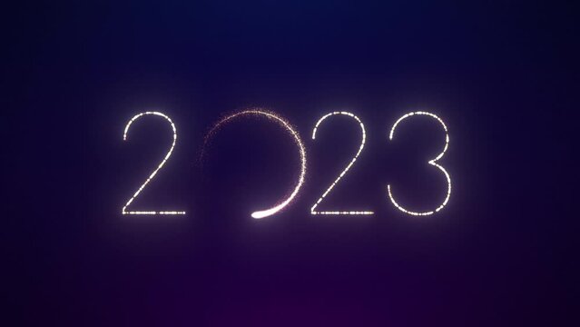 Happy New Year 2023 Animation with Dynamic Particles UHD Loopable